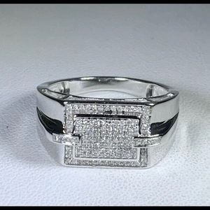 New Solid 10k White Gold Men’s Ring Diamonds